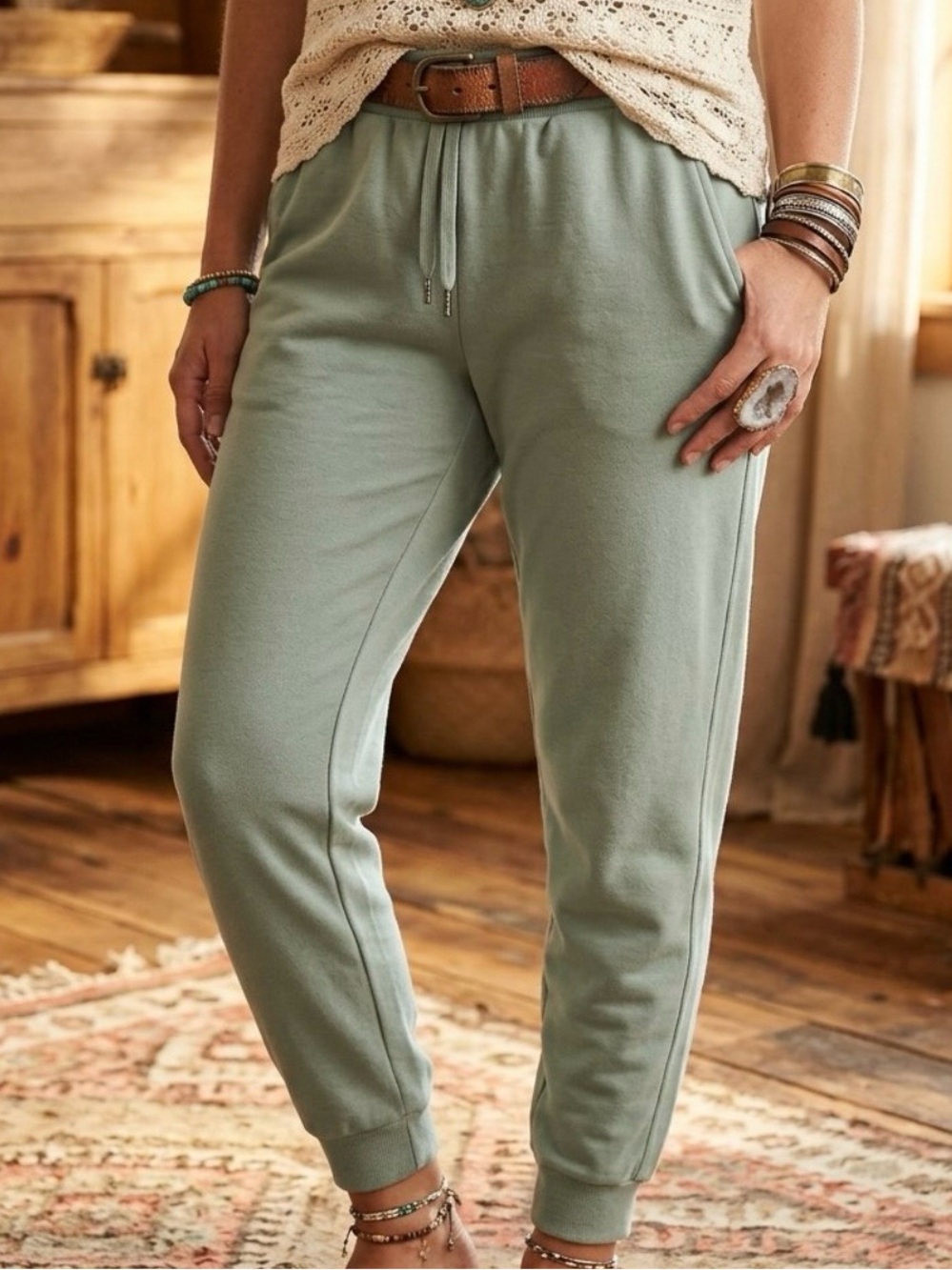 Maurices Sage Green Drawstring Joggers Size Large